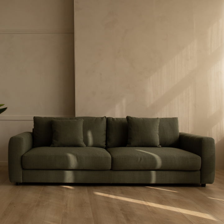 Bente 3-Sitzer Sofa, 230 x 100 cm, grün (Melina Inner Green 1242) von Nuuck