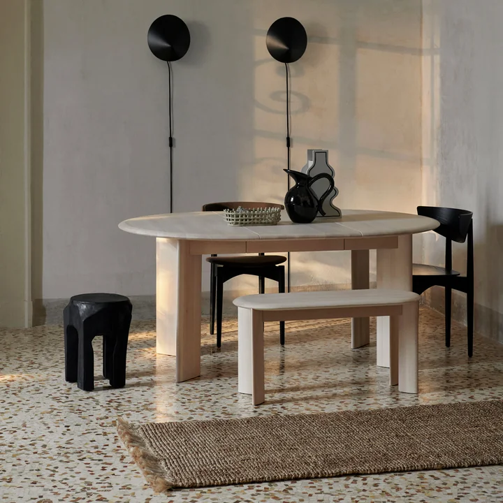 Ferm Living - Bevel Bank, Buche weiss geölt