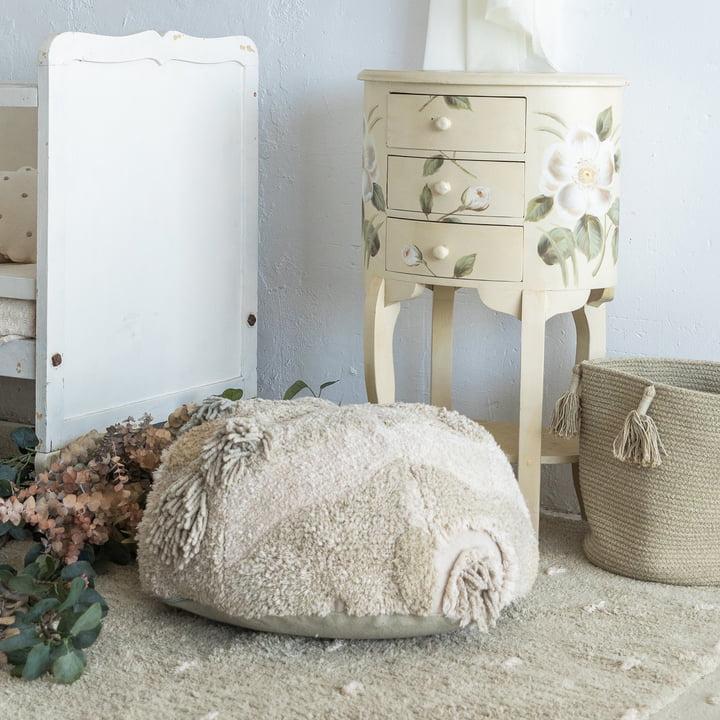 Mossy Rock Pouf, Ø 50 cm, grün / beige von Lorena Canals