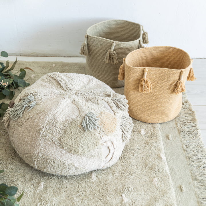 Mossy Rock Pouf, Ø 50 cm, grün / beige von Lorena Canals