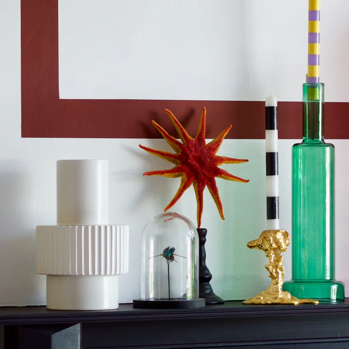 POLSPOTTEN - Gear Vase, S, weiss / gold (matt glasiert)