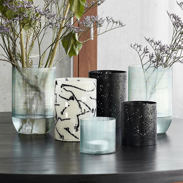 House Doctor - Amka Vase und Teelicht, hellblau