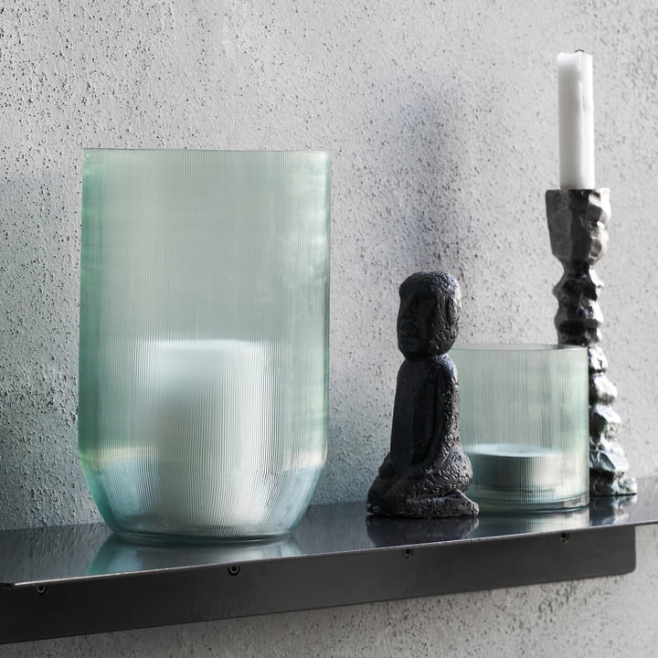 House Doctor - Amka Vase und Teelicht, hellblau
