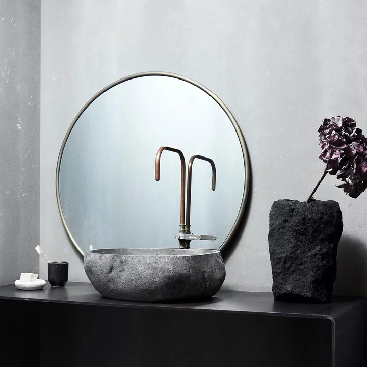 Muubs - Copenhagen Wandspiegel rund Ø 110 cm, Messing antik