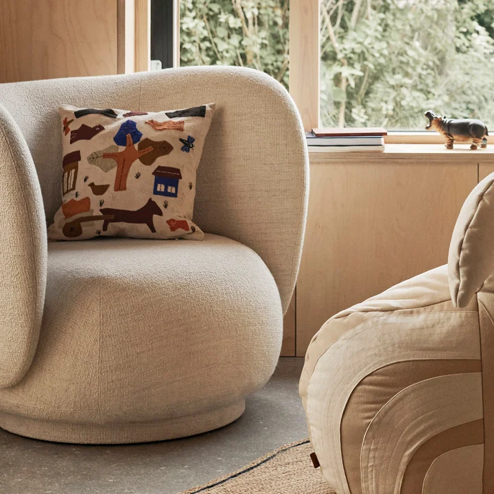 Ferm Living - Village Kissen, 40 x 40 cm, off-white