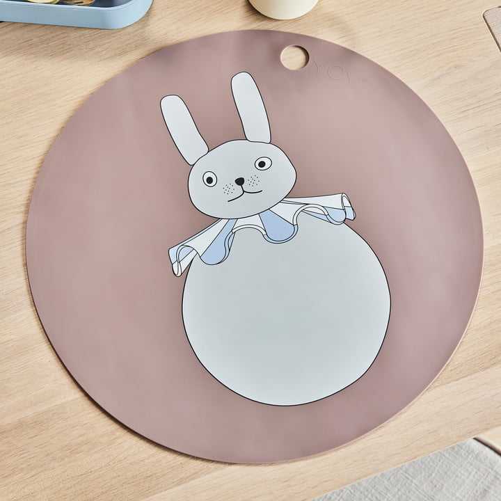 OYOY - Platzset PomPom, Hase, ⌀ 39 cm, clay