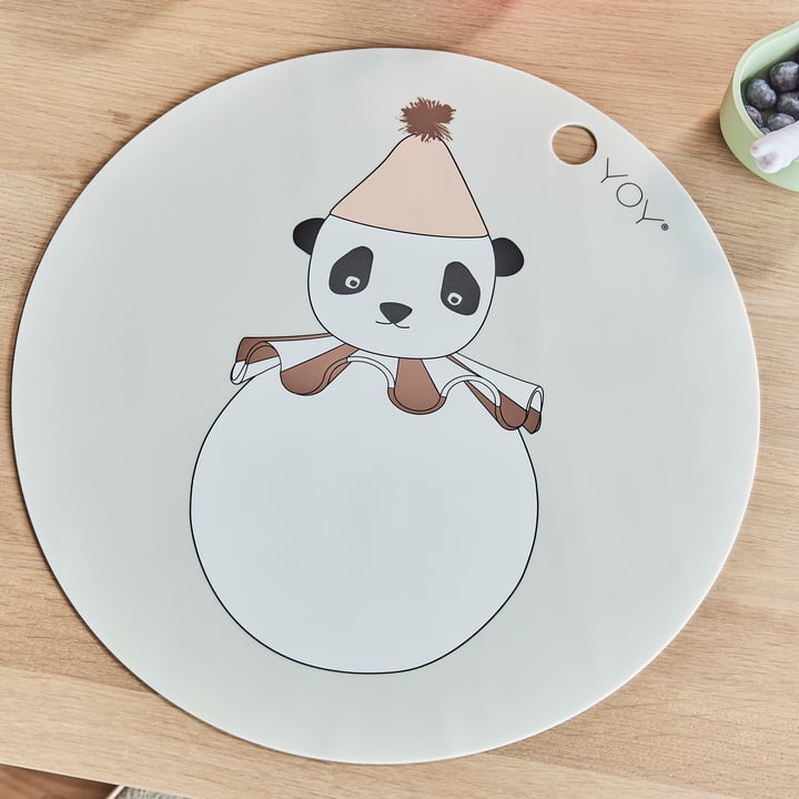 OYOY - Platzset PomPom, Panda, ⌀ 39 cm, offwhite