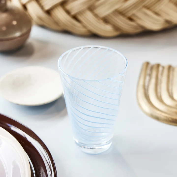 OYOY - Yuka Swirl Trinkglas, blau