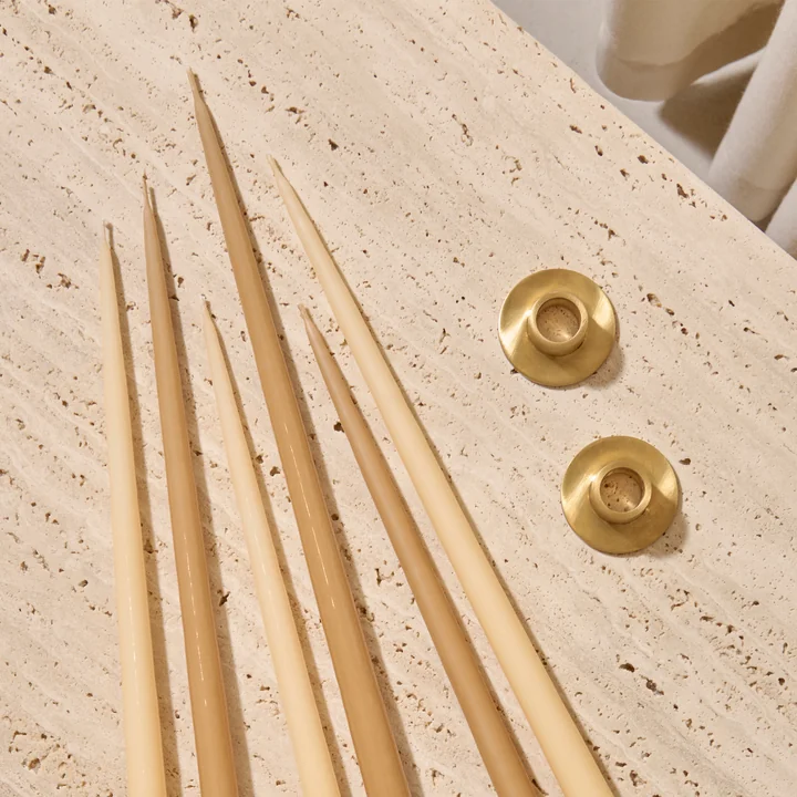 ester & erik - Kerzenhalter für Peitschenkerzen, ⌀ 6 cm, gold / matt