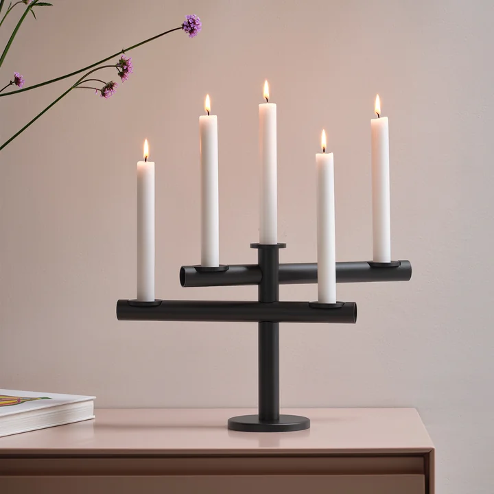 Frederik Roijé - Light my Fire, Kerzenständer, schwarz