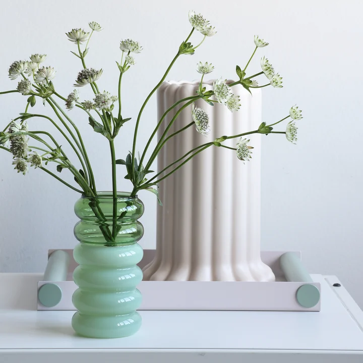 Bubble - 2 in 1 Vase & Kerzenhalter, H 13,5 cm, green / milky green von Design Letters
