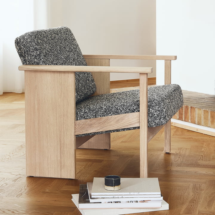 Block Loungesessel, Eiche geölt / schwarz-weiss 0004 (Zero) von Form & Refine