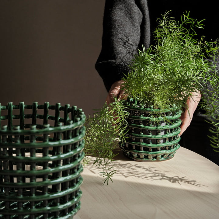 Keramik Korb, klein, emerald green von ferm Living