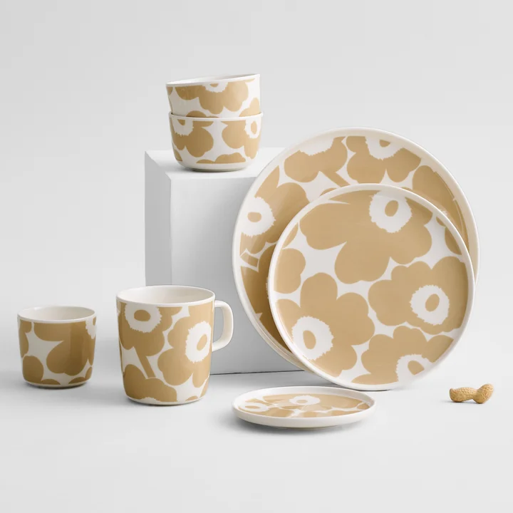 Marimekko - Oiva Unikko Teller, Ø 25 cm, weiss / beige