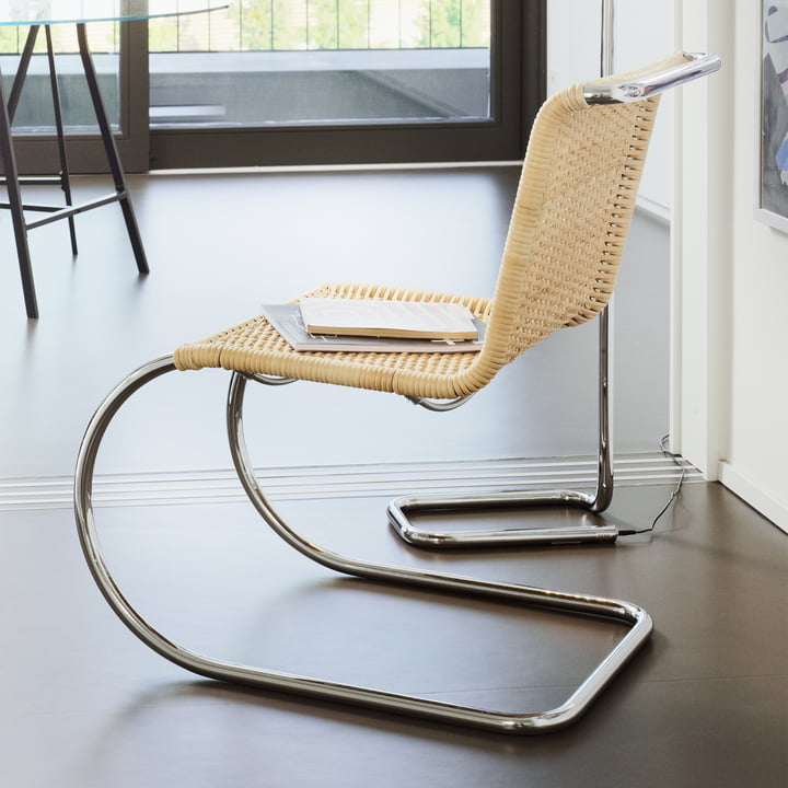 S 533 R Stuhl, Gestell verchromt / Korbgeflecht von Thonet