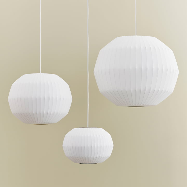 Nelson Angled Sphere Bubble Pendelleuchten, off-white von Hay