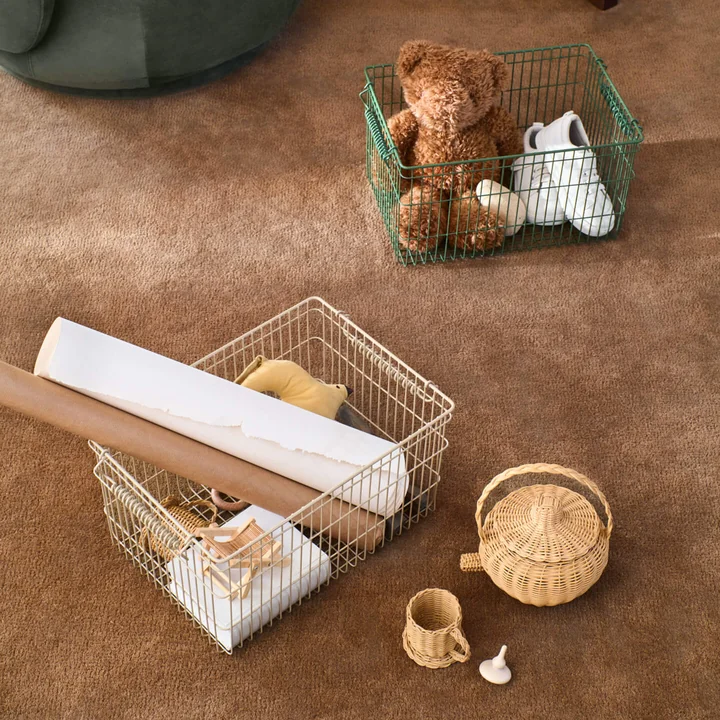 Ferm Living - Cala Stapelbare Körbe, cashmere und verdant grün