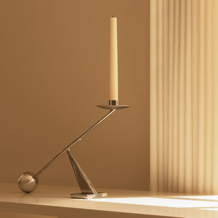 Audo - Interconnect Kerzenständer, H 25,5 x L 42,5 cm, Stahl poliert
