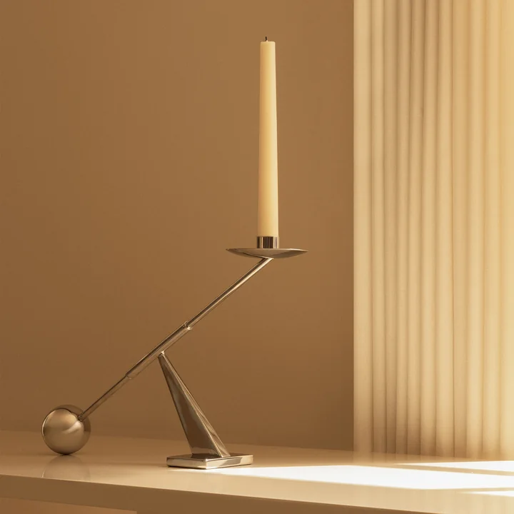 Audo - Interconnect Kerzenständer, H 25,5 x L 42,5 cm, Stahl poliert