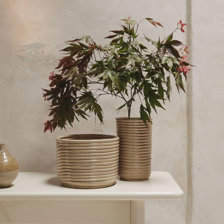 ferm Living - Corduroy Blumentopf und Vase, cashmere