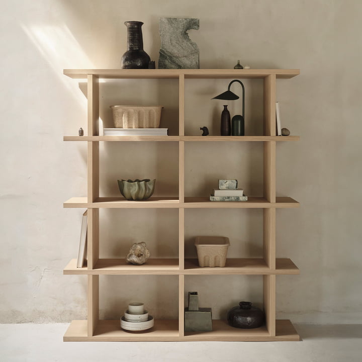 ferm Living - Kona Bücherregal 2 x 4, 122,5 x 141 cm, Eiche natur