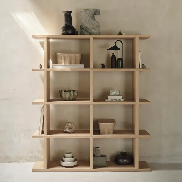 Ferm Living - Kona Bücherregal 2 x 4, 122,5 x 141 cm, Eiche natur
