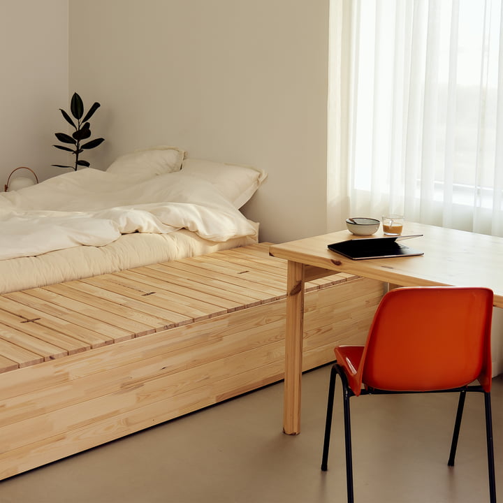 Karup Design - Basement Bett, Kiefer klar inkl. Strauraumbank