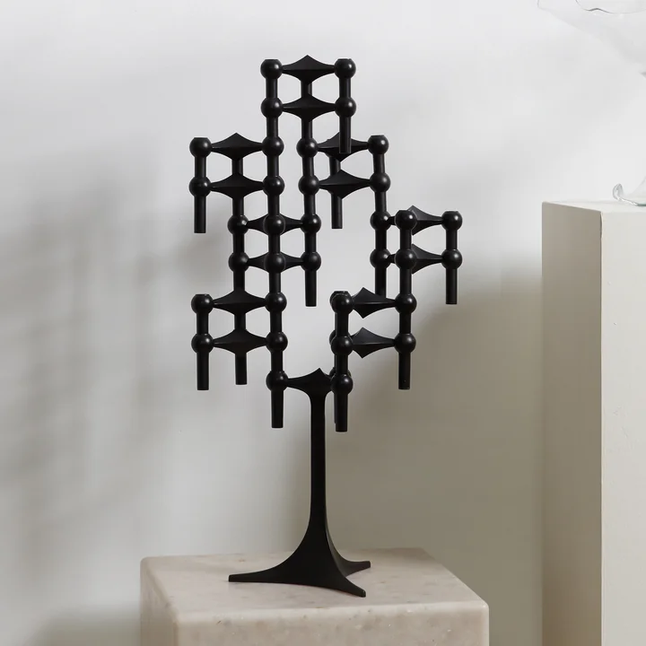 Stoff Nagel - Kerzenständer, H 23 cm, chrom