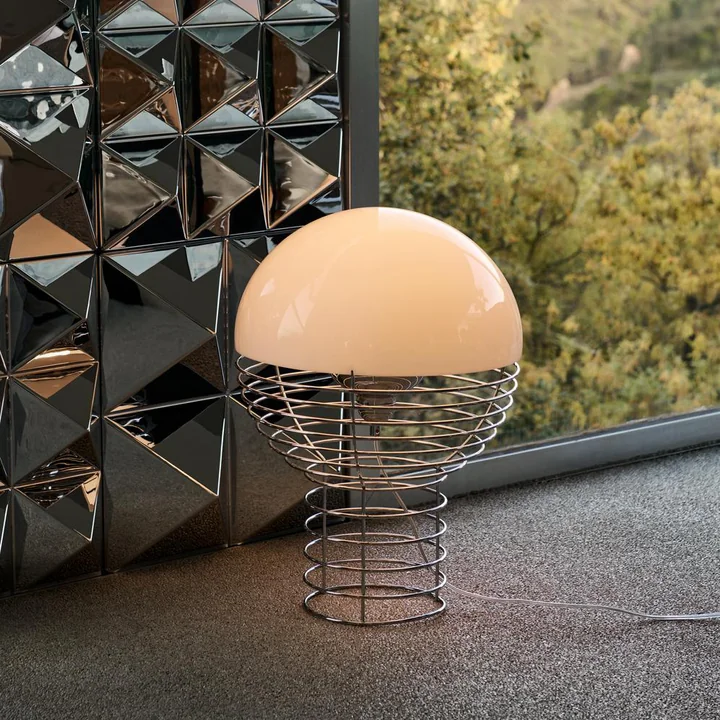 Verpan - Wire Tischleuchte Ø 40 cm, chrom / weiss