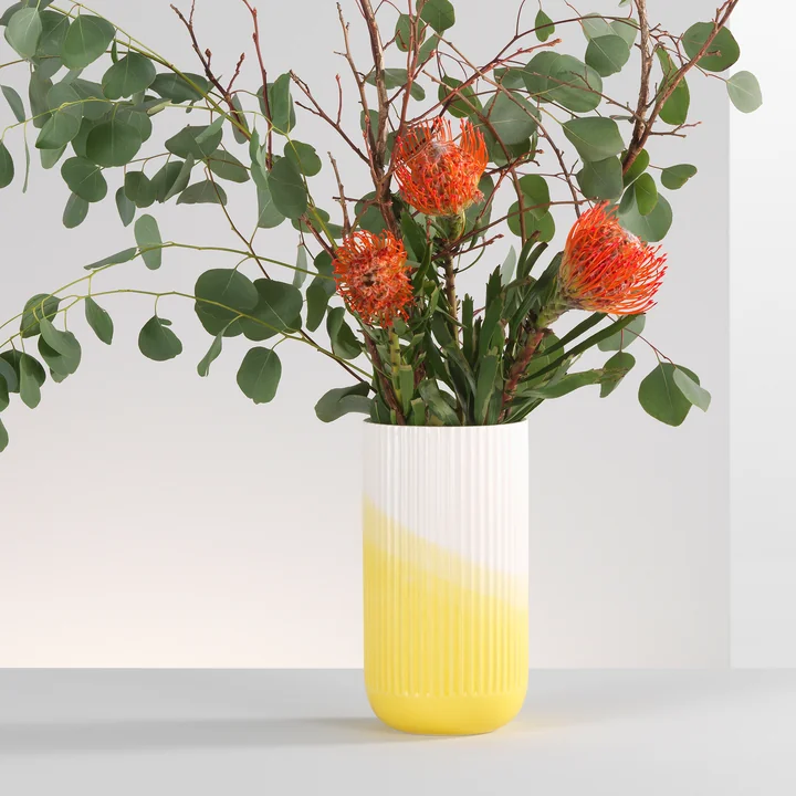 Vitra - Herringbone Vase geriffelt H 24,5 cm, gelb