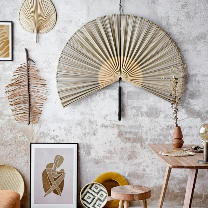 Bloomingville - Jaime Wanddeko Fächer, 145 x 72 cm, Bambus / schwarz