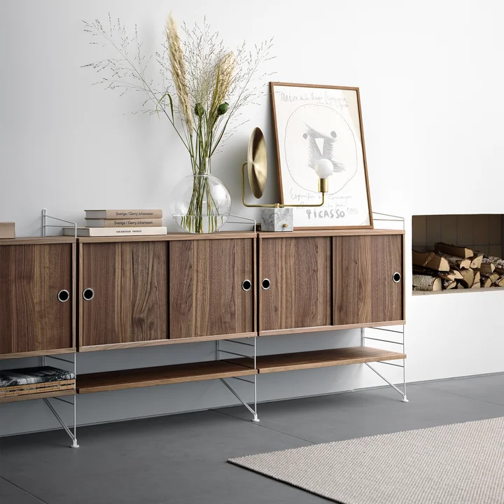 String - Sideboard, Walnuss / weiss