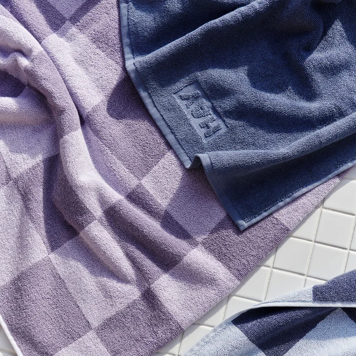 HAY - Check und Mono Handtücher, lavendel und steel blue
