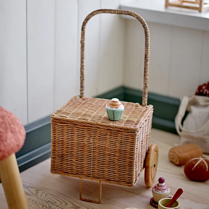 Bloomingville Mini - Penne Kinder-Trolley, L 29 x H 50 cm, Rattan
