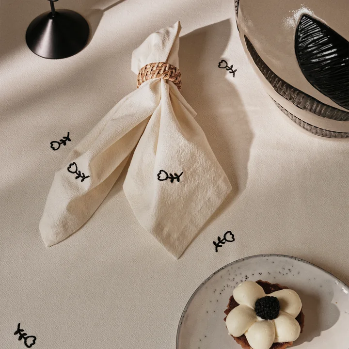 Broste Copenhagen - Mai Serviette, 45 x 45 cm, schwarz / off-white