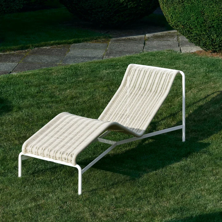 HAY - Palissade Cord Chaise Longue Liegestuhl, cremeweiss