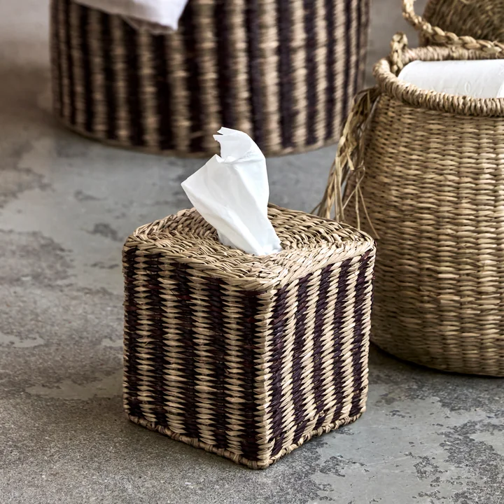 House Doctor - Clean Kosmetiktücherbox, natur / schwarz