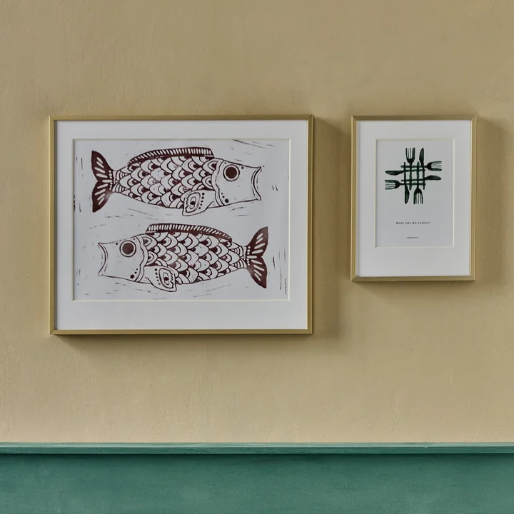 House Doctor - Fish Wandbild, 50 x 40 cm, bordeaux