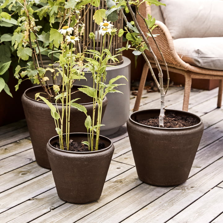 House Doctor - Funnel Blumentopf, braun (3er-Set)