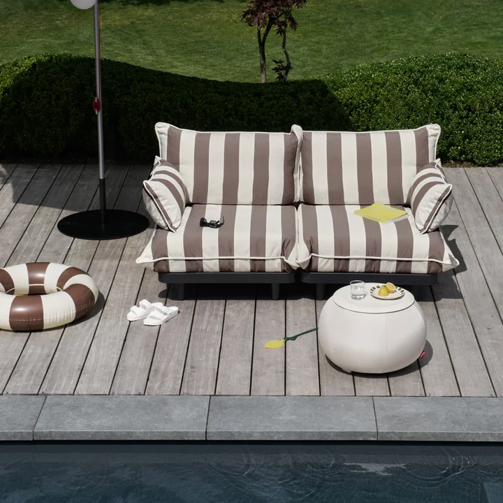 Fatboy - Paletti Outdoor Lounge Sofa, weiss / kakao gestreift