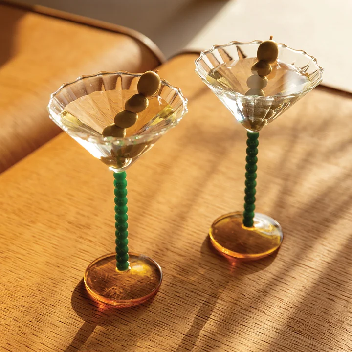 &klevering - Coupe Perle Cocktailglas, grün (2er-Set)