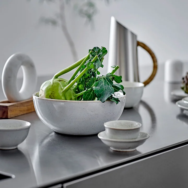 Bloomingville - Manuella Mörser und Stössel, weiss / Mango natur