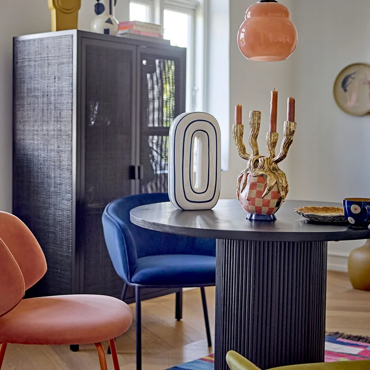 Bloomingville - Mae Vase, H 32 cm, weiss / blau