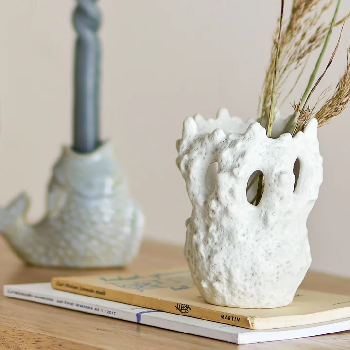 Bloomingville - Fianna Vase, H 12,5 cm, weiss