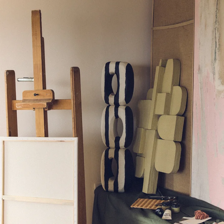 HKliving - Monochrome Art Skulptur, schwarz / weiss