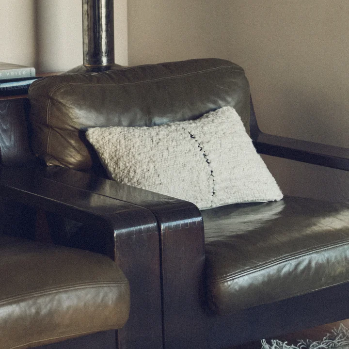 HKliving - Natural Wollkissen, 50 x 30 cm, striped