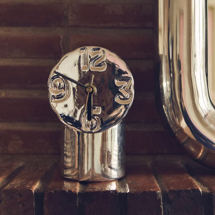 HKliving - Retro Keramik Tischuhr, chrom