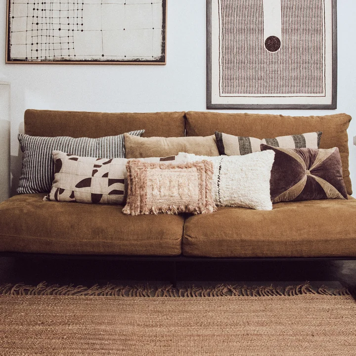 HKliving - Samt-Kissen, 50 x 30 cm, braun