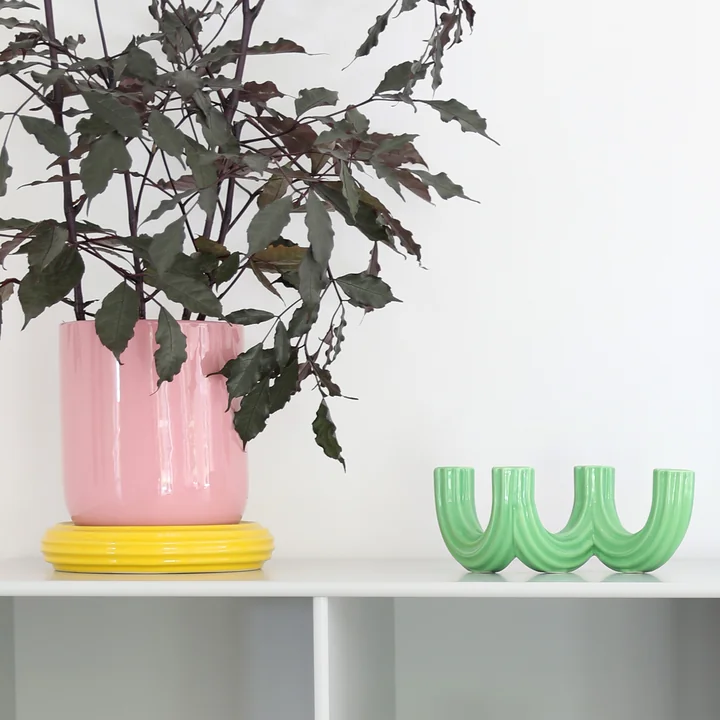 &klevering - Churros Blumentopf, blush / gelb, Churros Kerzenhalter