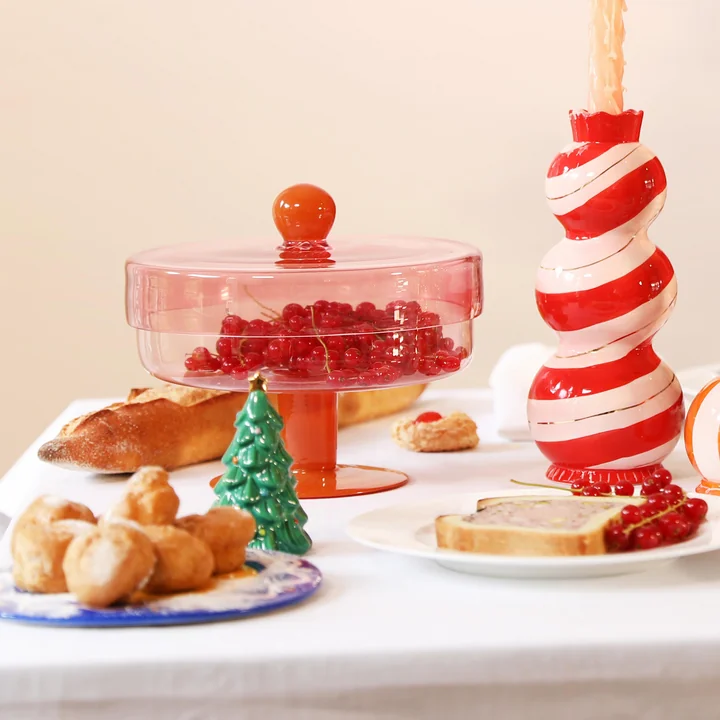 &klevering - Duo Aufbewahrungsglas, Ø 22 x 20 cm, pink / orange